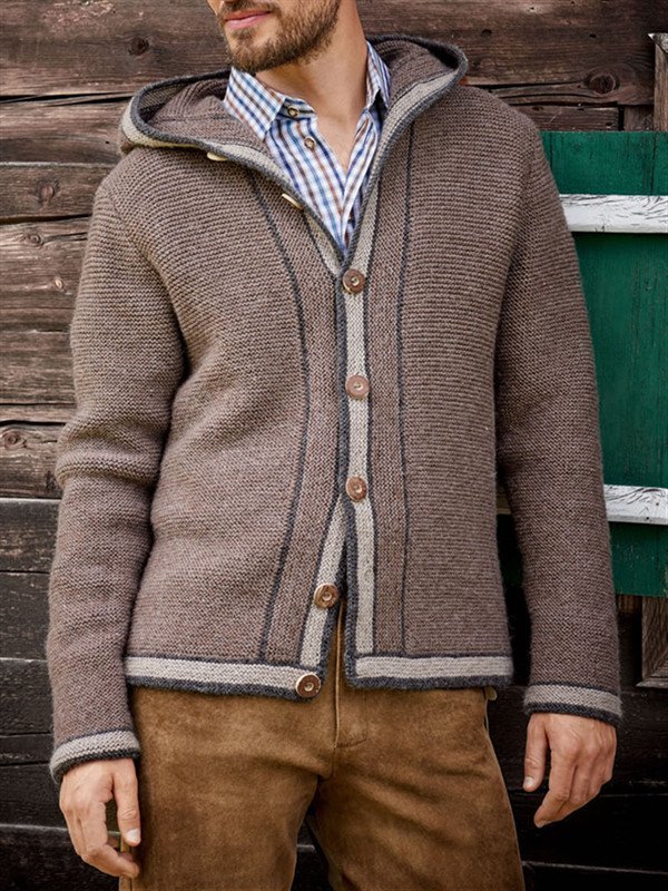 Light Brown Casual Wool Blend Hoodie Solid Sweater | hawalili
