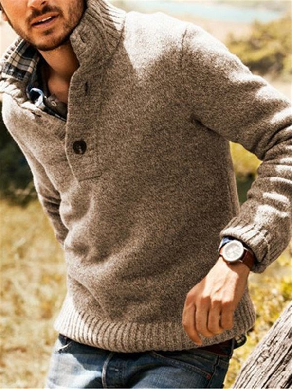 Solid Casual Sweater Thicken