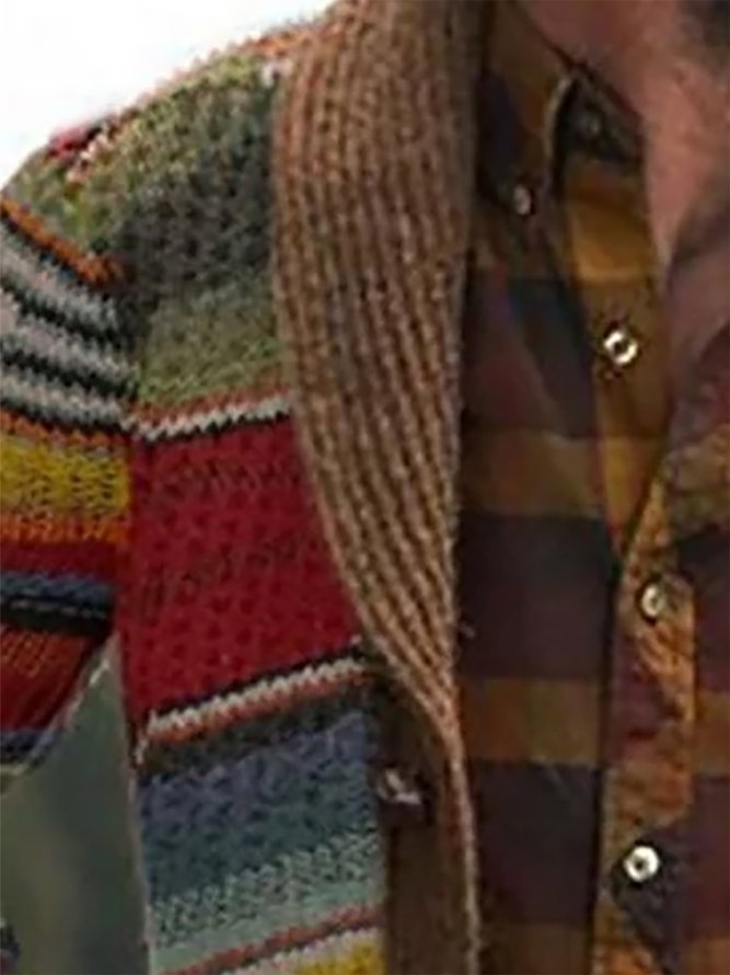 Men's Red Colorblock Vintage Sweater