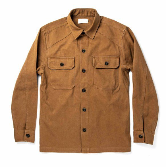 Cotton-Blend Casual Double Chest Pocket Overshirt