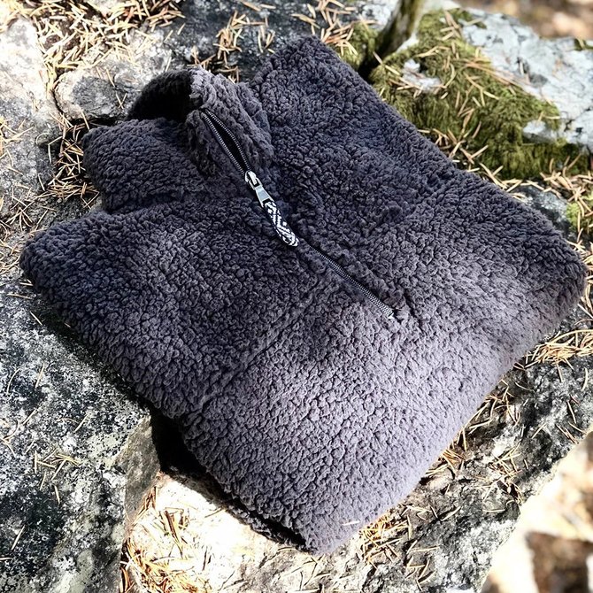 Black Polar Fleece Zipper Casual Sweatshirt Pullover