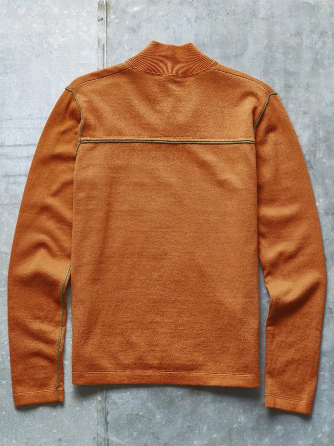 Stand Collar Solid Sweater