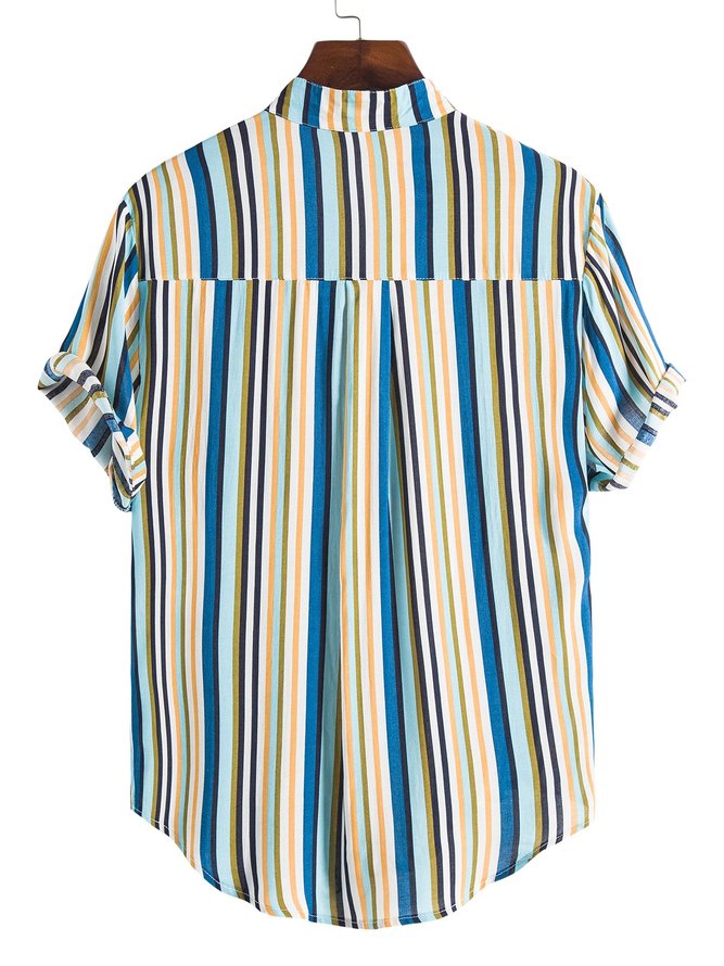 Men's Stand Collar Striped Shirts