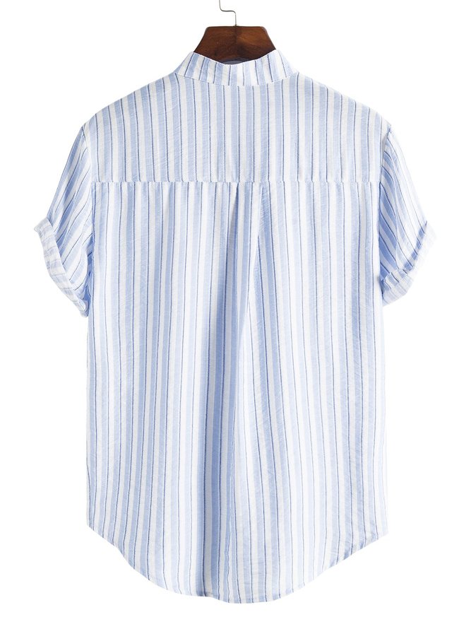 Men's Casual Striped Printed Shirt