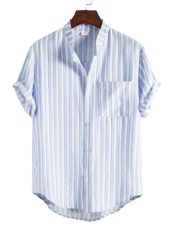 Men's Casual Striped Printed Shirt