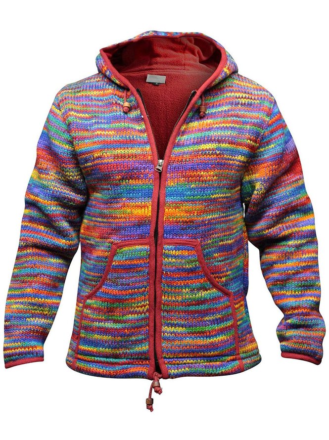 Side view of As Picture Vintage Hoodie Men's Sweater - Hawalili