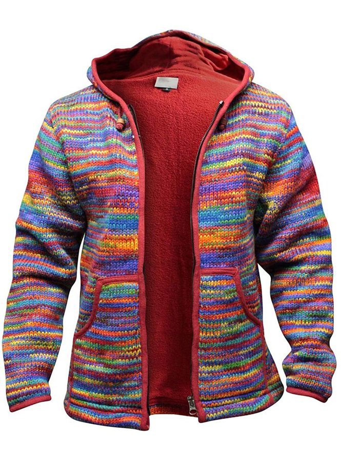 Side view of As Picture Vintage Hoodie Men's Sweater - Hawalili