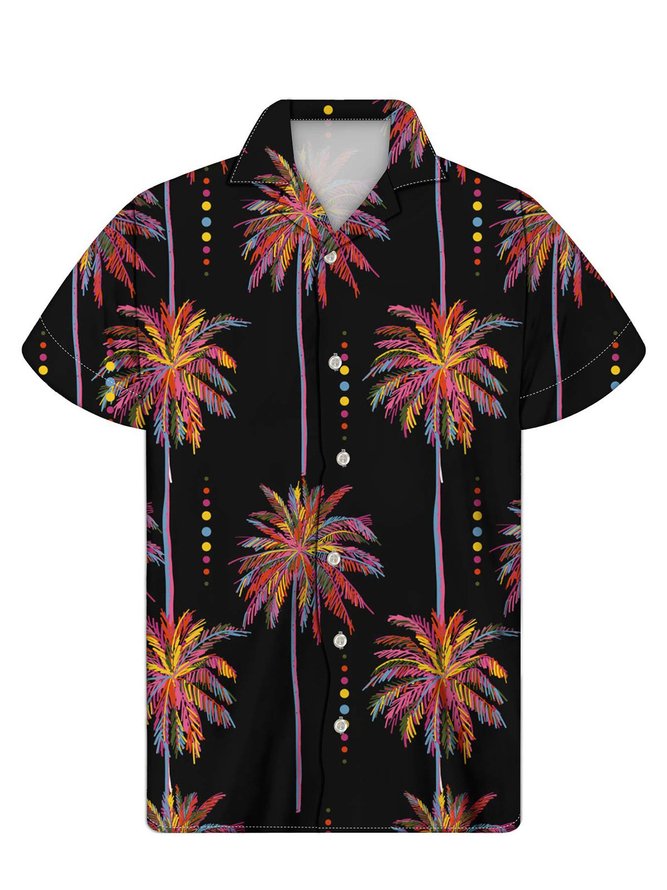 Men's Printed Coconut Tree Lapel Shirt