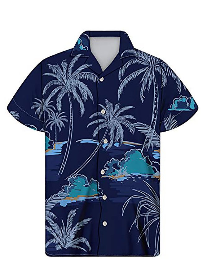 Men's Coconut Tree Lapel Casual Shirts
