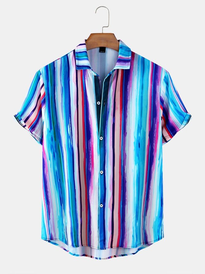 Men&rsquo;s Vintage Shirt Collar Striped Shirts | hawalili