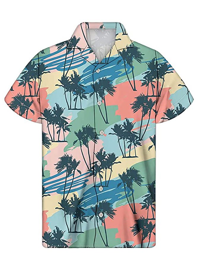 Men's Casual Coconut Tree Printed Shirt