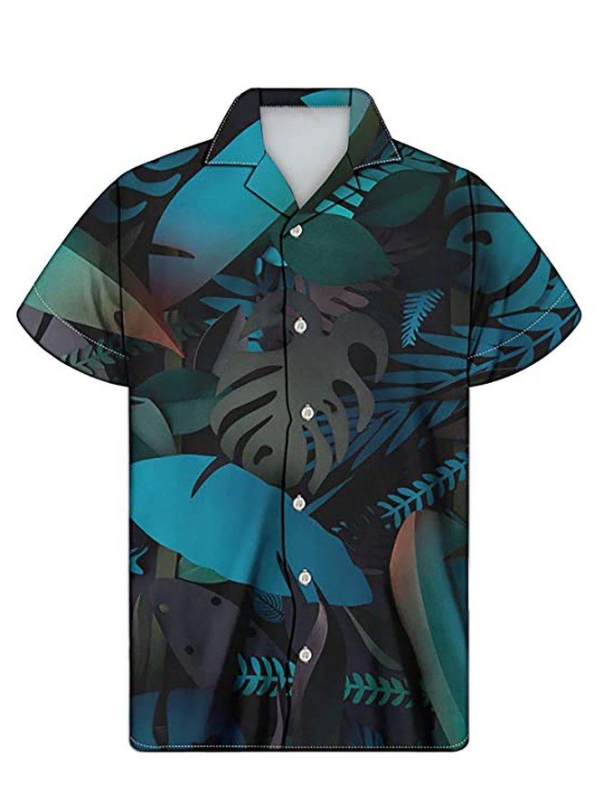 Men's Basic Coconut Tree Printed Shirt