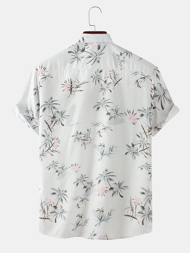 Men's Coconut Tree Holiday Shirt Collar Shirt