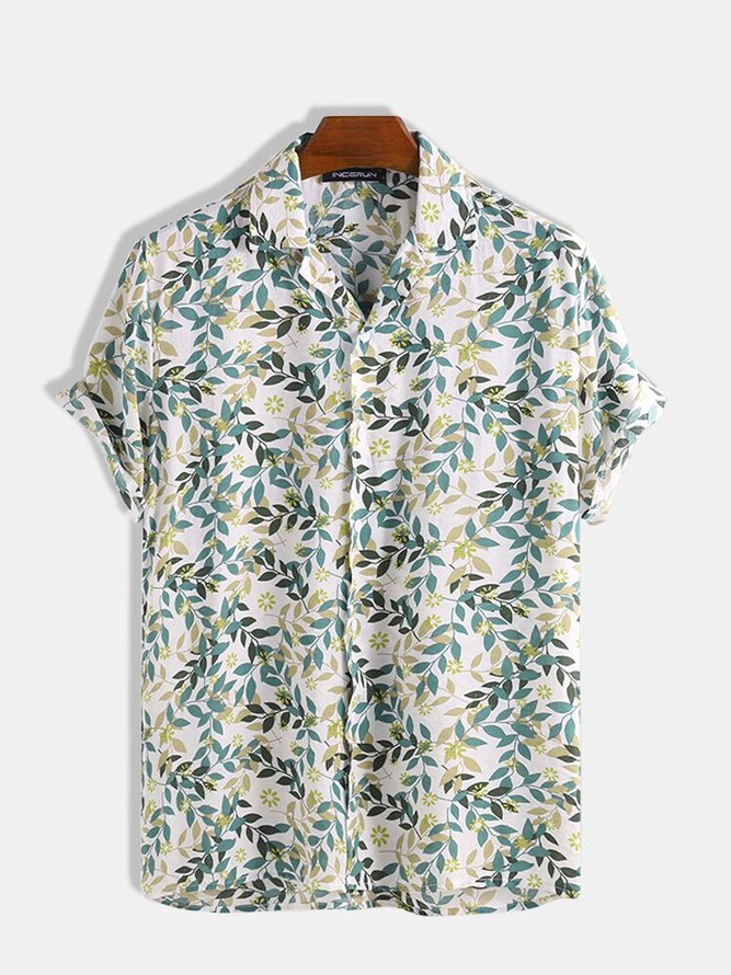 Casual Cotton-Blend Printed Shirts