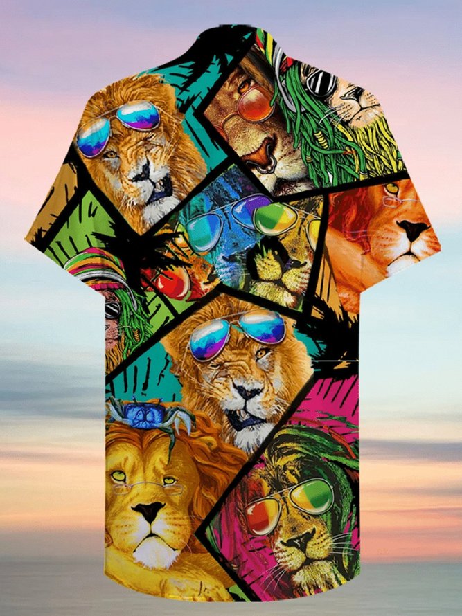 Shirt Collar Cotton-Blend Animal Shirt