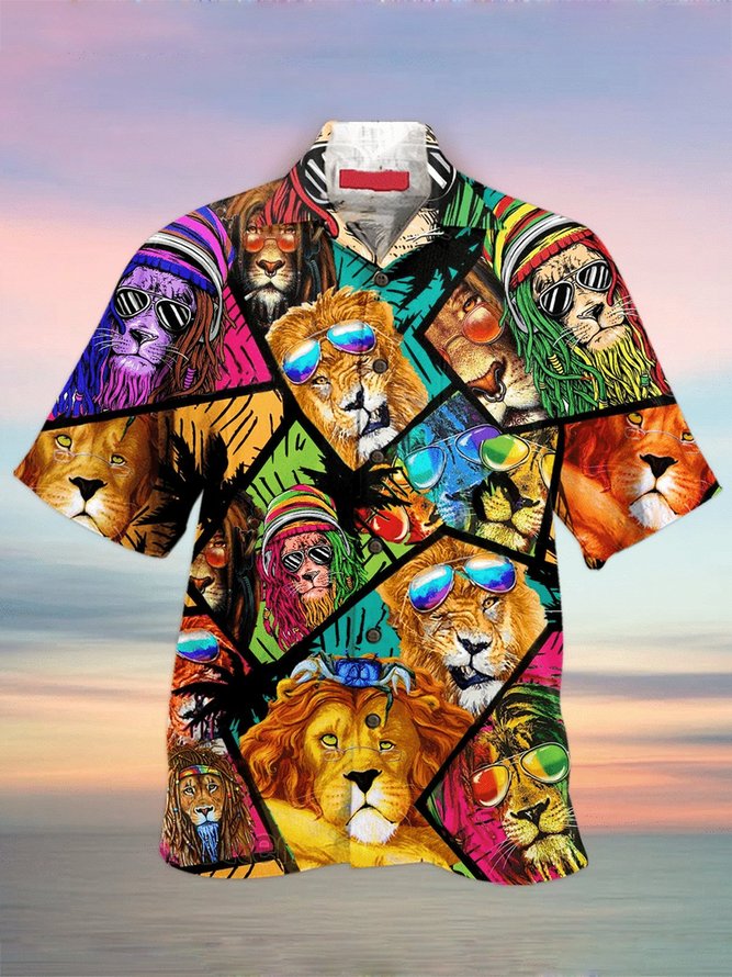 Shirt Collar Cotton-Blend Animal Shirt