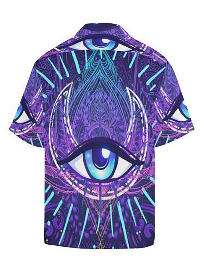 Men's Casual Tribal Third Eye Moon Printed Shirt