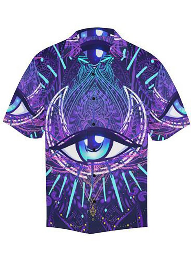 Men's Casual Tribal Third Eye Moon Printed Shirt