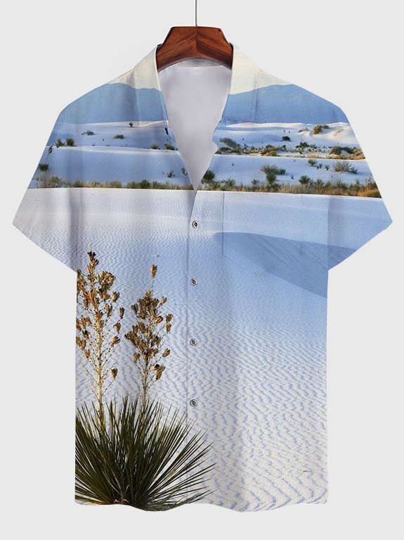 Square Neck Cotton-Blend Casual Shirt