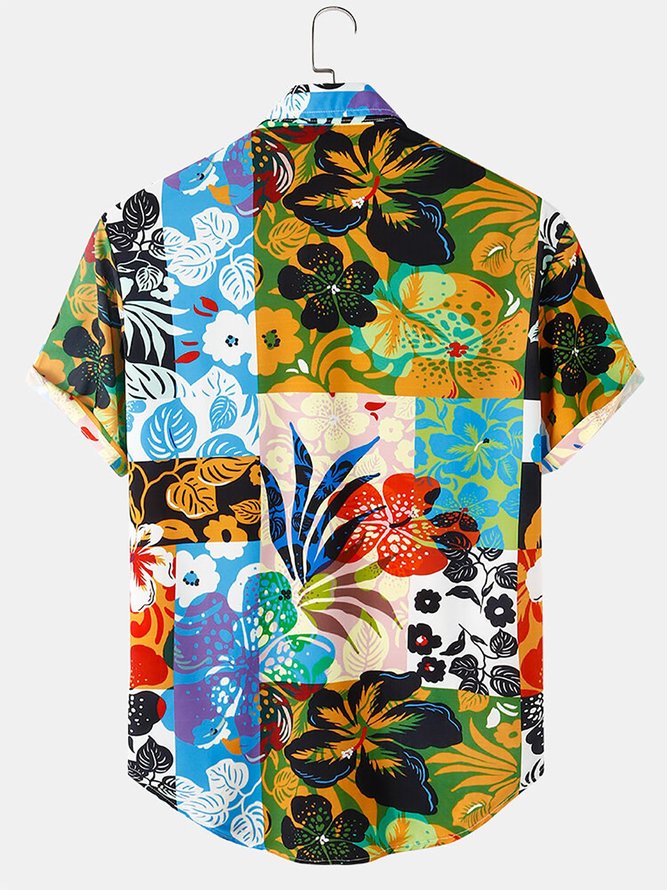 Men's Shirt Collar Floral Basic Shirt
