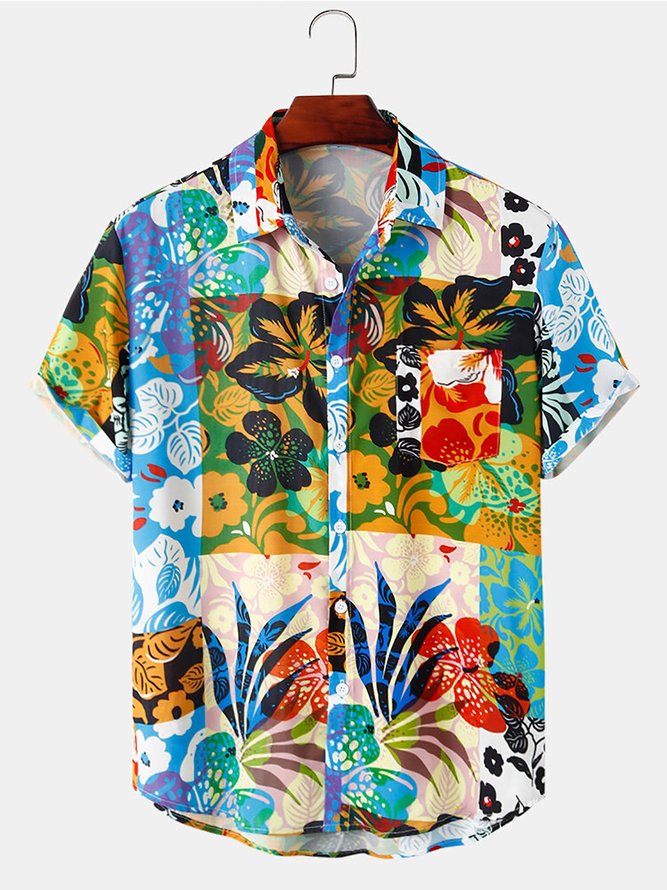 Men's Shirt Collar Floral Basic Shirt