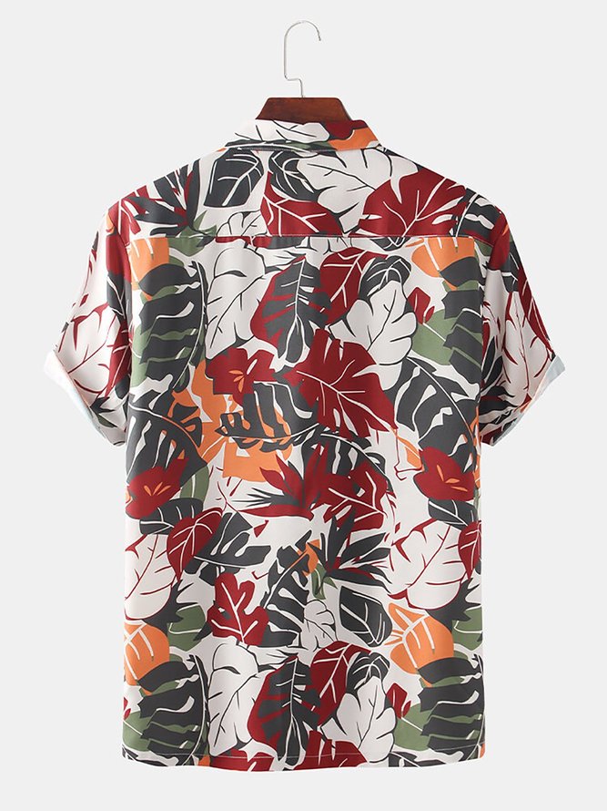 Men's Basic Printed Palm Leaf Shirt