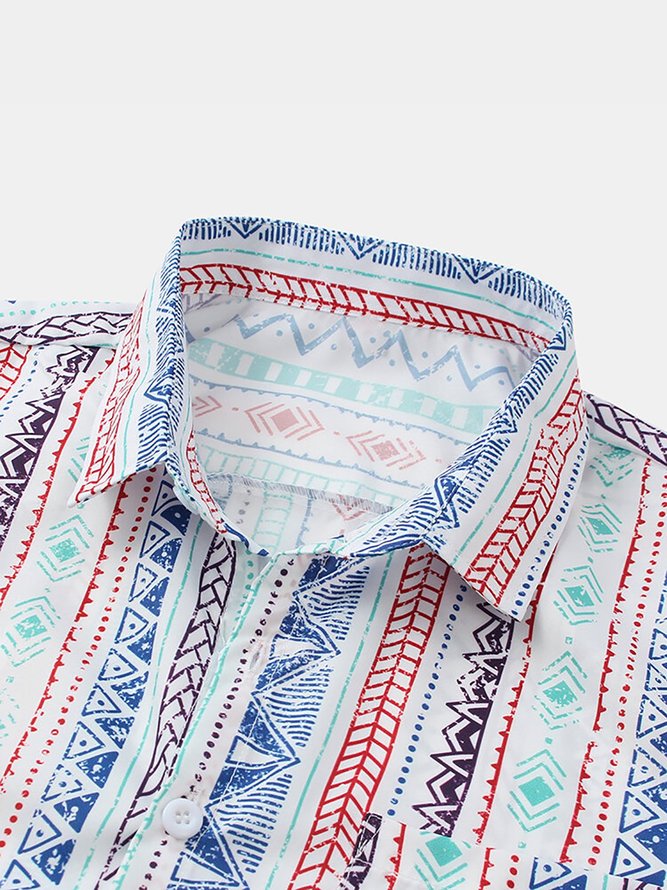 Men's Printed Shirt Collar Tribal Shirt