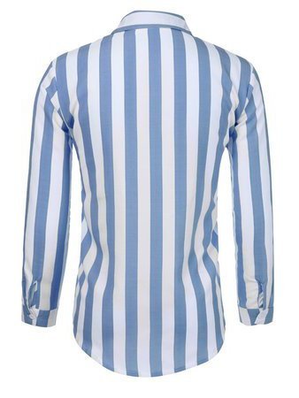 Men's Casual Long Sleeve Striped Shirt