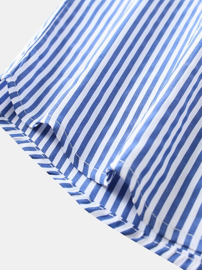 Men's Striped Basic Shirt Collar Shirts