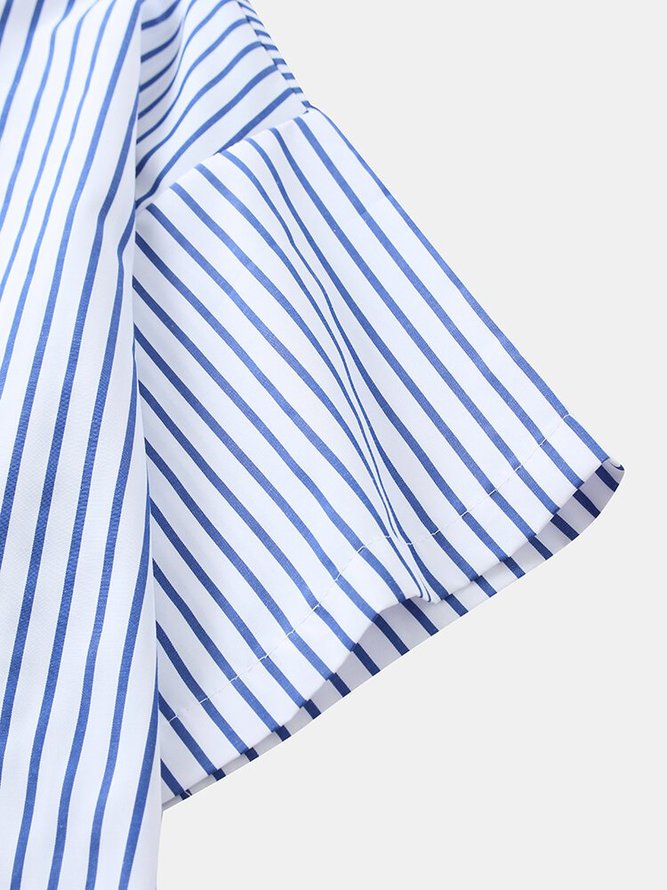 Men's Striped Basic Shirt Collar Shirt