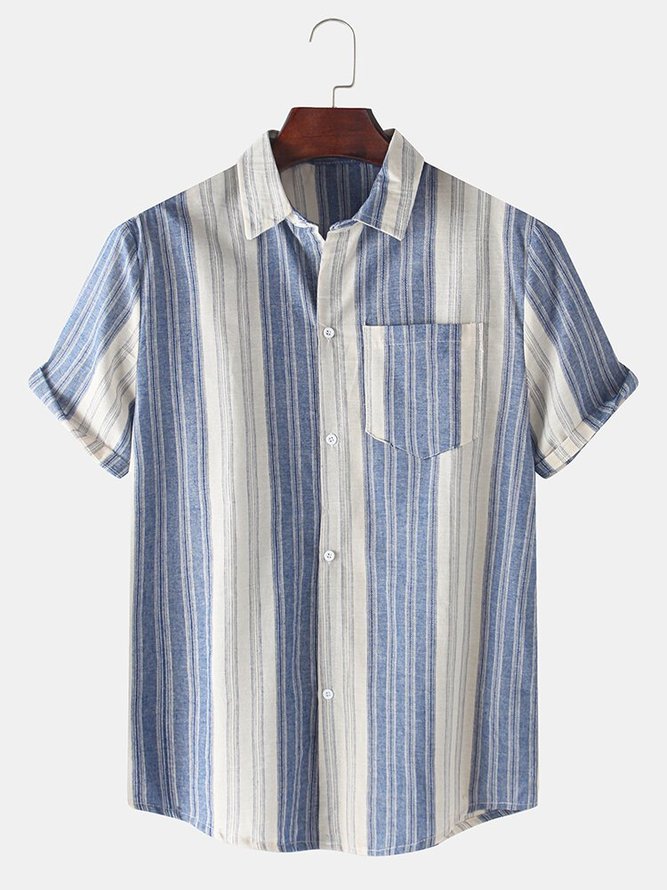 Men's Basic Striped Linen Shirts | hawalili