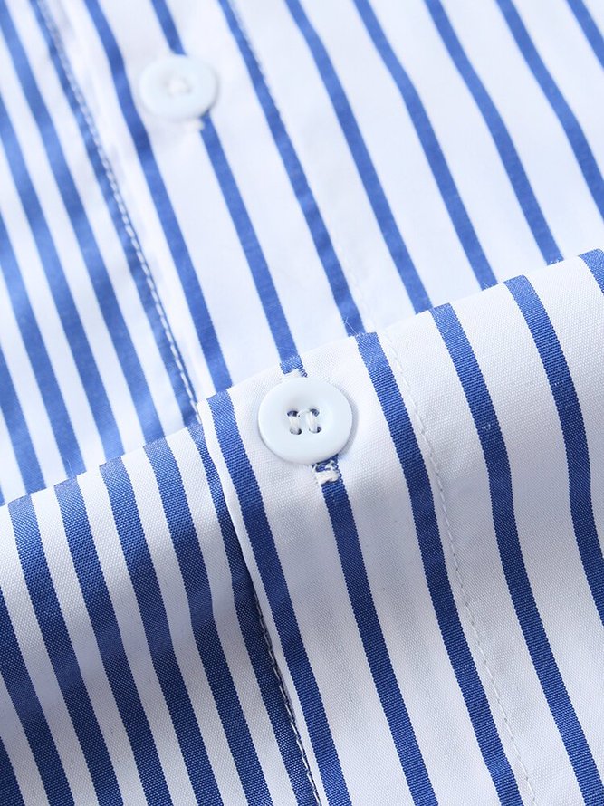 Men's Striped Basic Shirt Collar Shirt