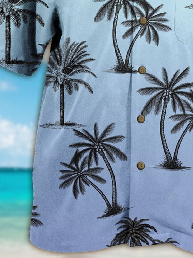 Coconut Tree Shirt Collar Shirts & Tops