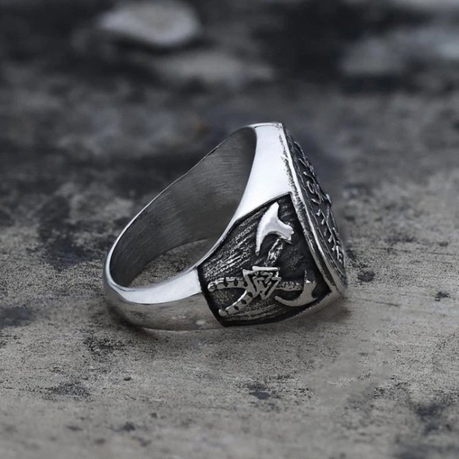 Alloy Viking Totem Rune Ring Double Axe Ring