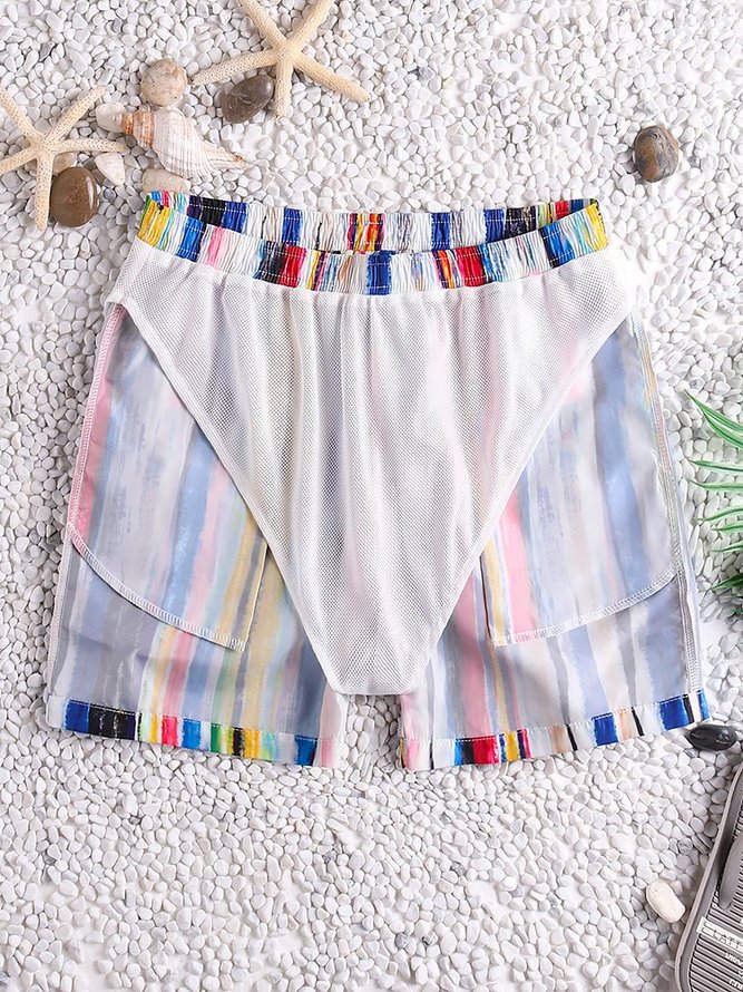 Men's Drawstring Printed Beach Pockets Casual Pants