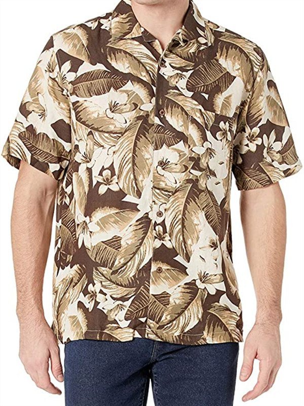 Casual Linen Tropical Hawaiian Shirt