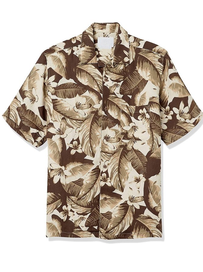 Casual Linen Tropical Hawaiian Shirt
