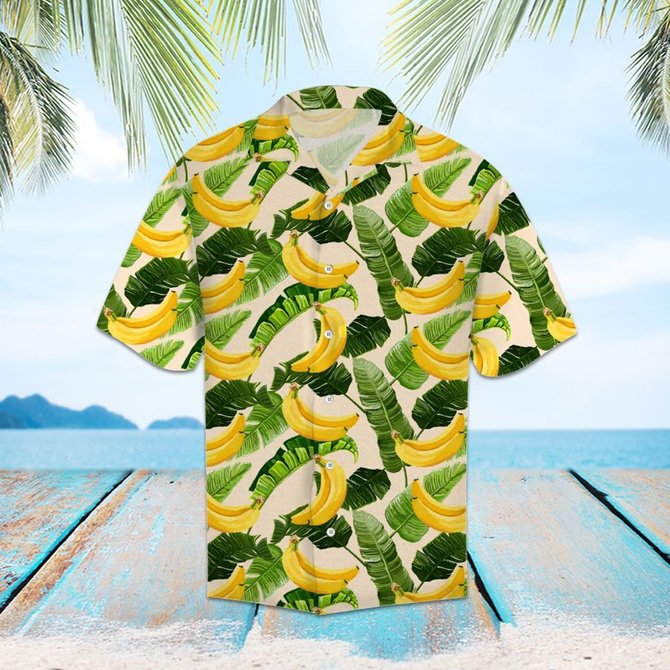 Casual Palm Leaf Shawl Neck Hawaiian Shirt
