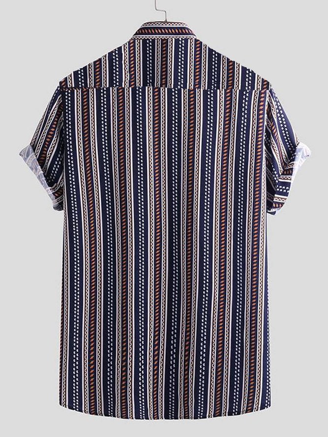 Men's Shirt Collar Striped Shirt