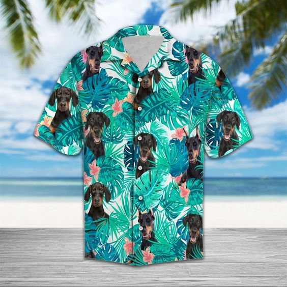 Shawl Neck Dog Printed Hawaiian Shirt