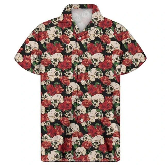 Vintage Skull Casual Turn-Down Collar Hawaiian Shirts
