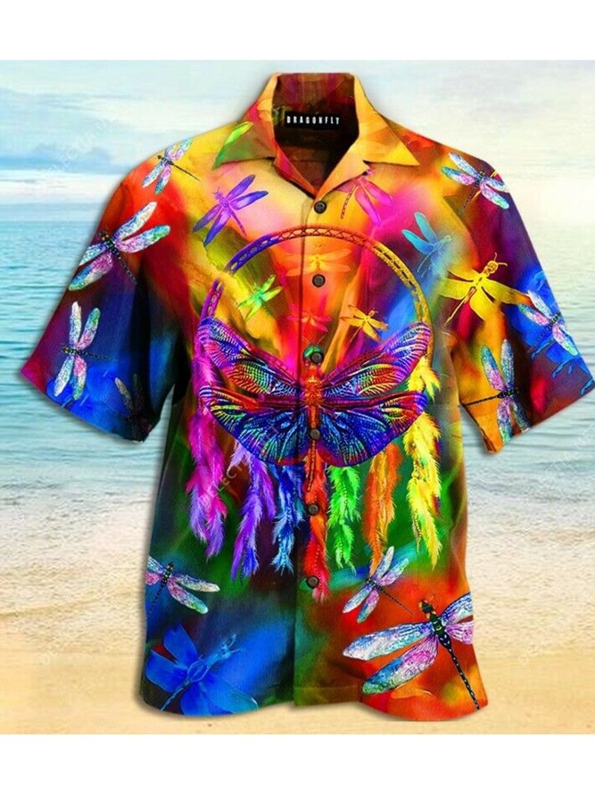 Colorful Dragonfly Unisex Hawaiian Style All Over Print Shirt
