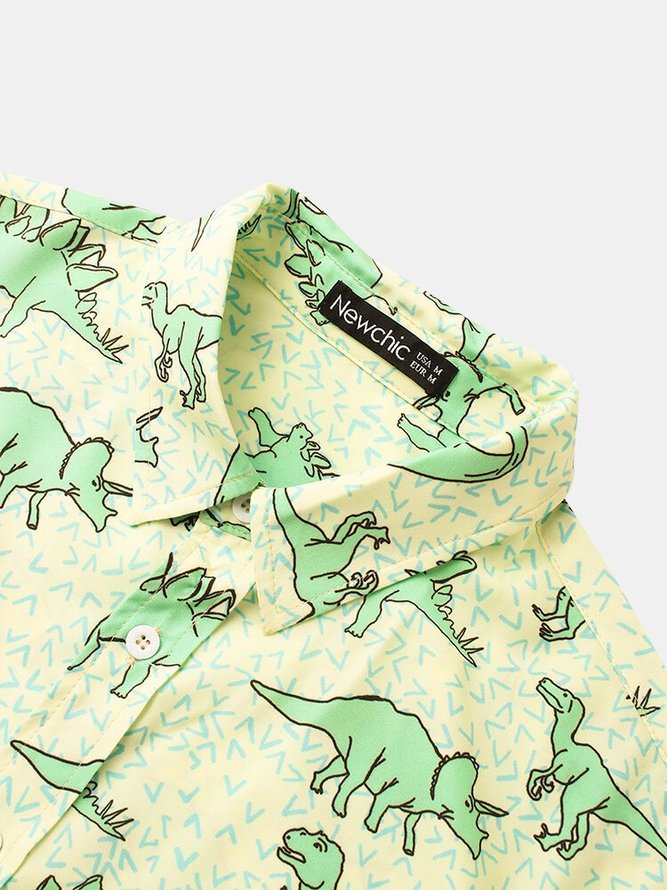 Men's Printed Casual Dinosaur Shirt