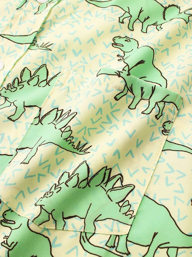 Men's Printed Casual Dinosaur Shirts