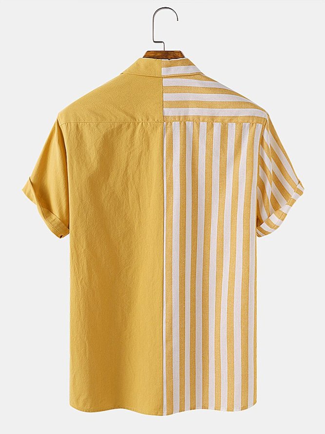 Men's Printed Striped Cotton Shirt