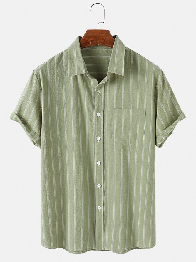 Men's Casual Striped Shirt Collar Shirts
