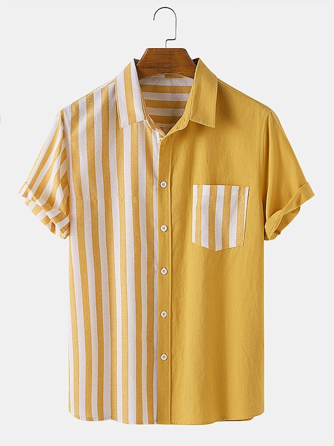 Men's Printed Striped Cotton Shirts