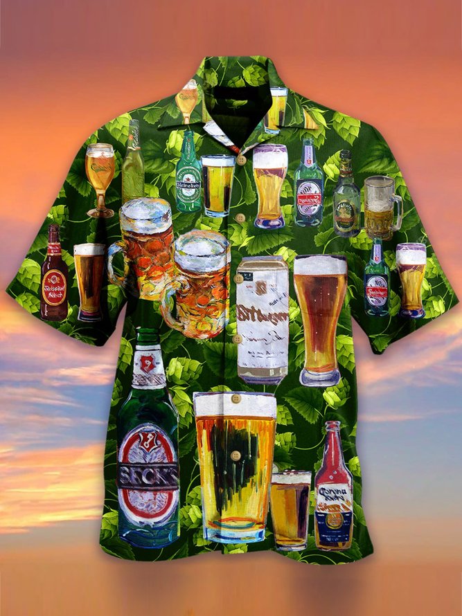 2021 new green leaf beer Hawaiian shirt
