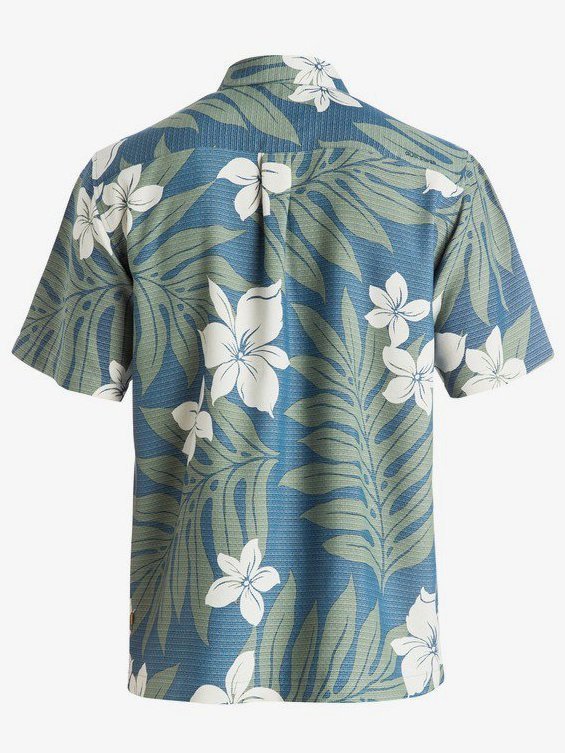 Mens Casual Palm Leaf Cotton-Blend Short Sleeve Shirt Hawaiian Shirts