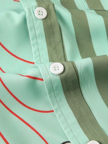Men Leaf Striped Patchwork Casual Holiday Design Shirt